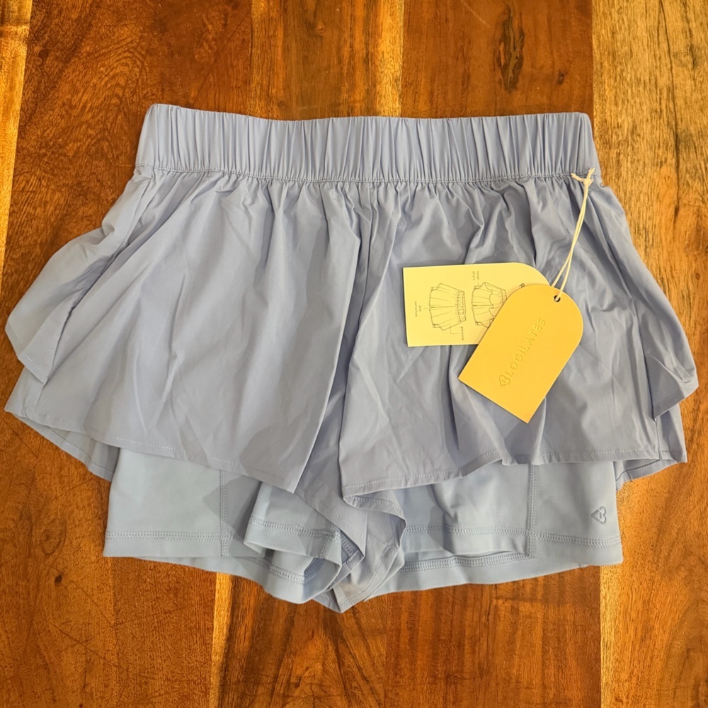 Blogilates Women's Woven Ruffle Shorts - blue- size S - Picture 2 of 4